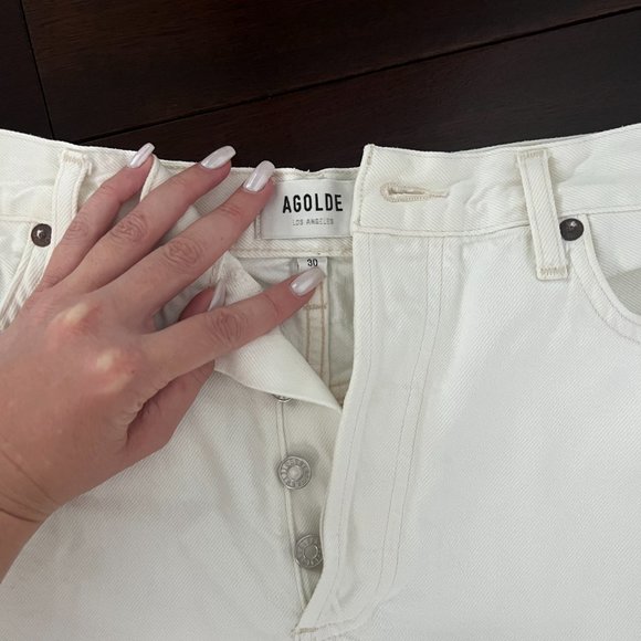 Aritzia Agolde White Denim Parker Shorts - Picture 6 of 7